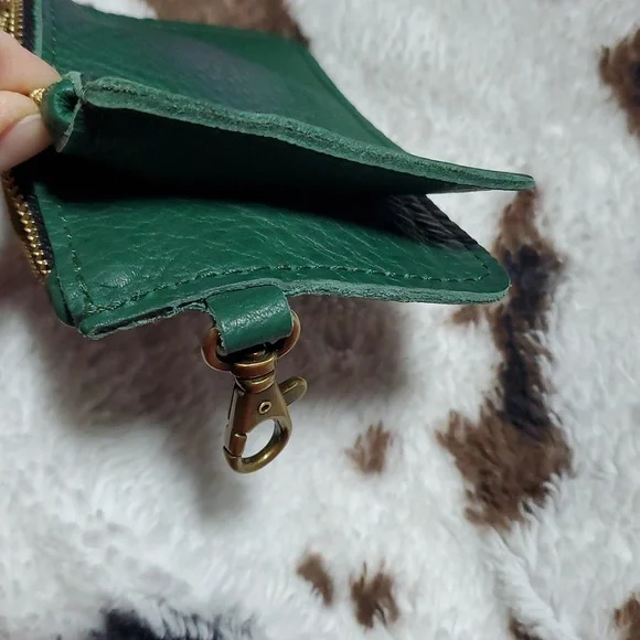 Portland Leather Zip-Zap Duo Leather Wallet Dual Zipper Closures Green Pebbled - Picture 9 of 14